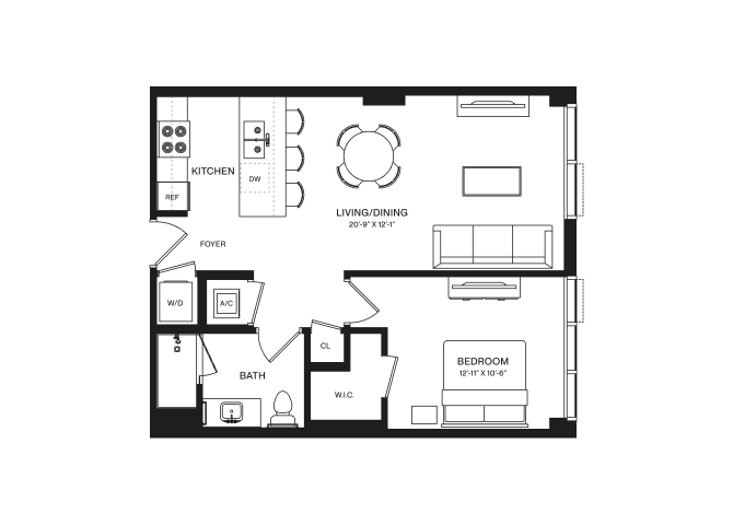 1 Bed/1 Bath-A1H