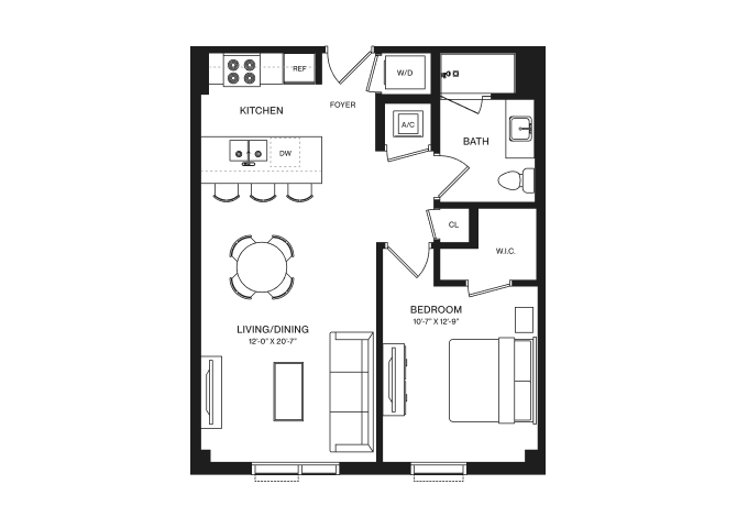 1 Bed/1 Bath-A1L