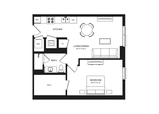 1 Bed/1 Bath-A5