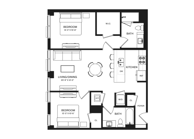 2 Bed/2 Bath-B2