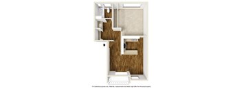 1 Bedroom, 1 Bathroom Plan A