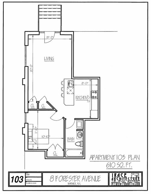 A floor plan for an apartment at 8 Forest Avenue.