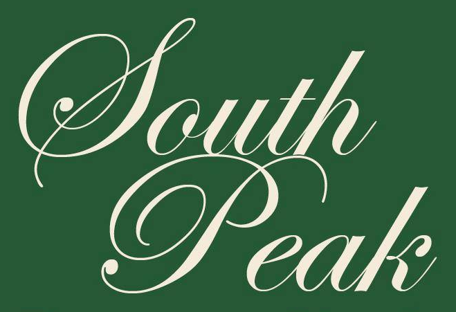 The image displays the words "South Peak" in an elegant, cursive font.