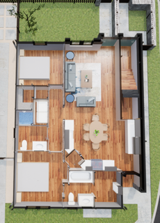 an aerial view of a floor plan of a house