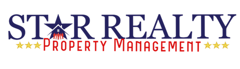 A logo for Star Realty Property Management with a house icon and three stars.