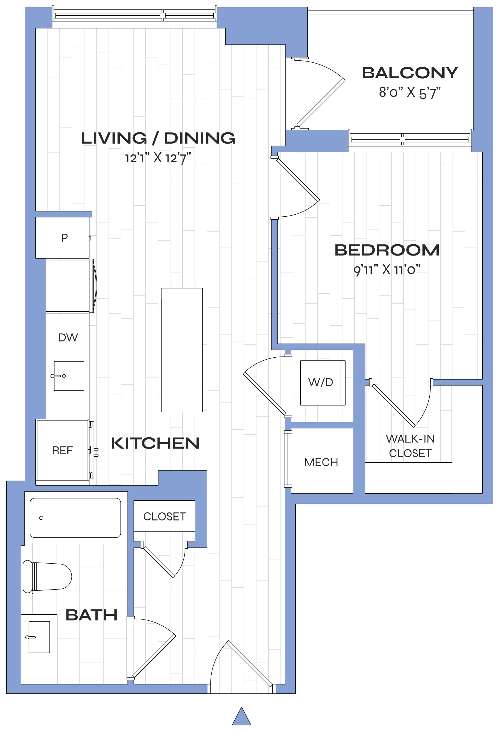 1 Bed/1 Bath - Poplar - A03a