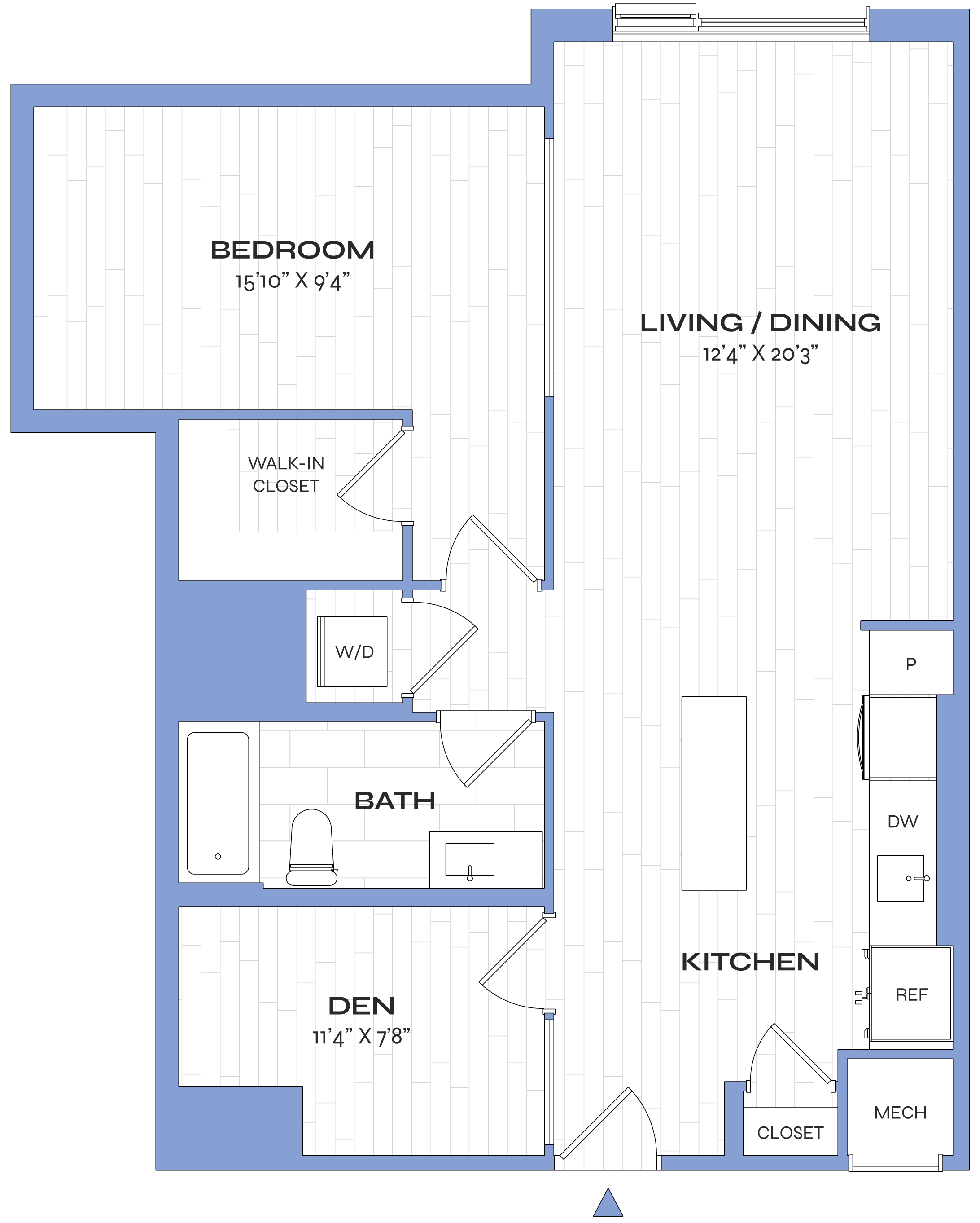 1 Bed/1 Bath Jr Den - Poplar - B07b