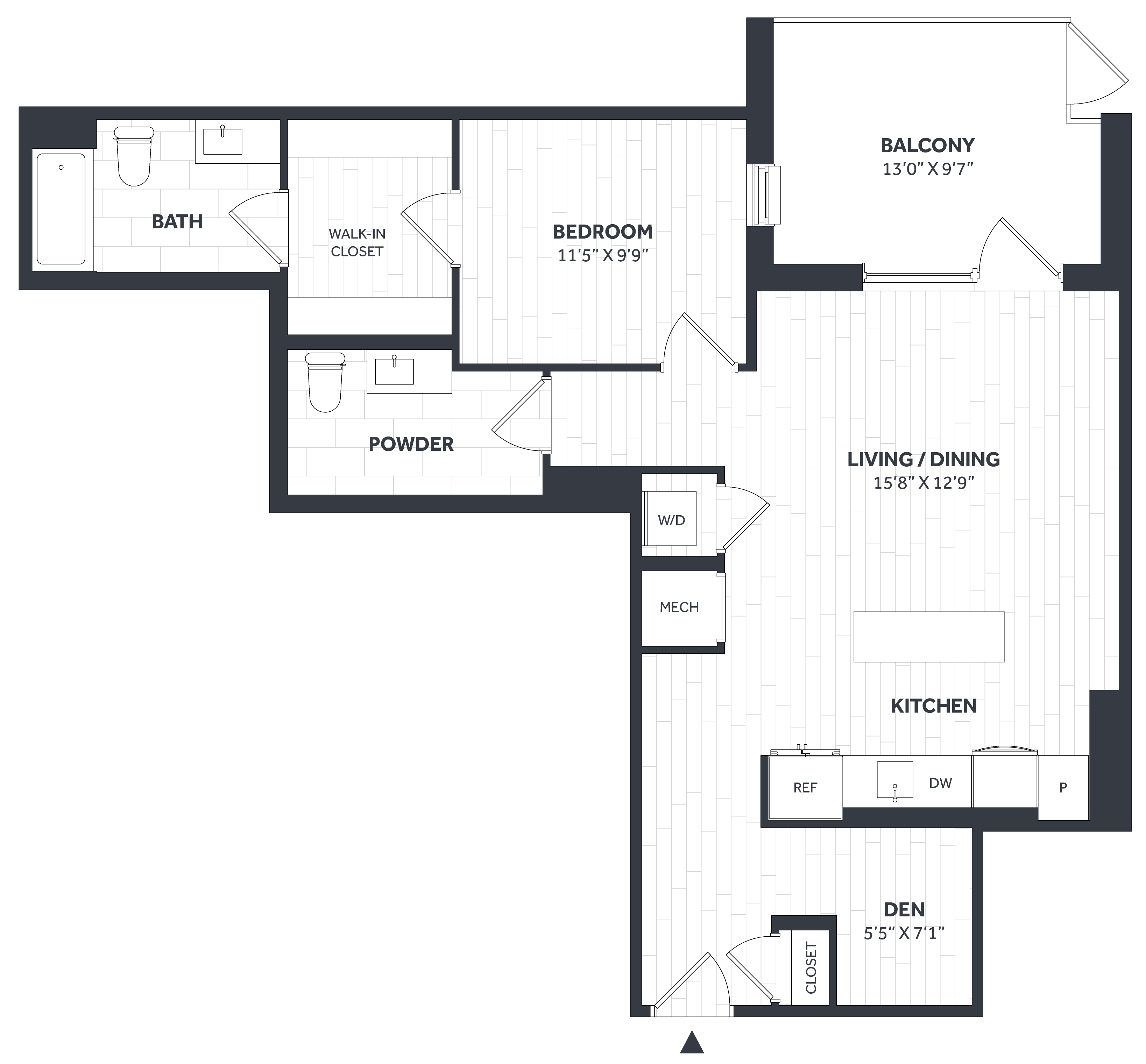 1 Bed/1.5 Bath Den - Stratos - AA07