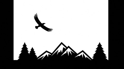 black silhouette of an eagle flying over the mountains free vector