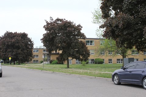 A car is parked on the side of a street.