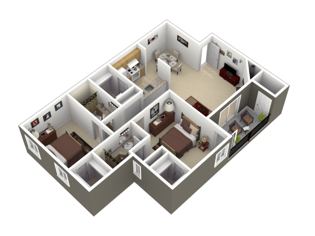 The Dogwood Floor Plan at Woodview Apartments in Kansas City