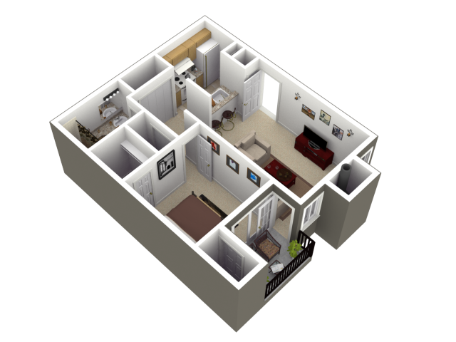 The Maple Floor Plan at Woodview Apartments in Kansas City