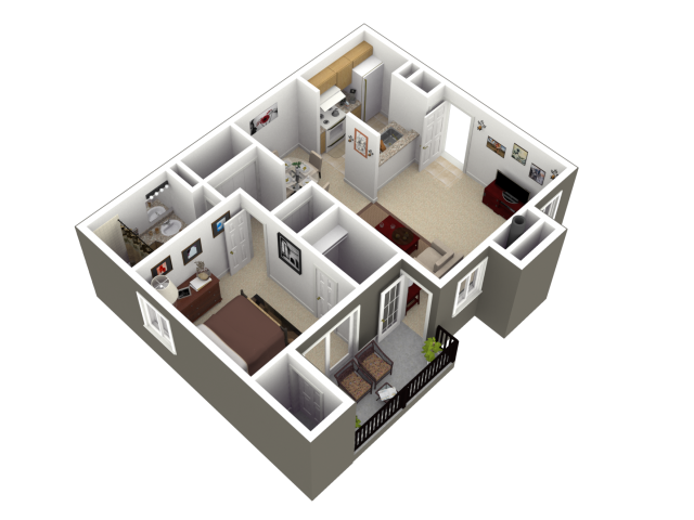 The Spruce Floor Plan at Woodview Apartments in Kansas City
