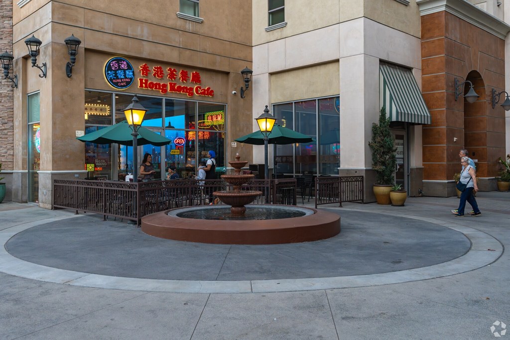A Hong Kong Cafe is located in a shopping center.