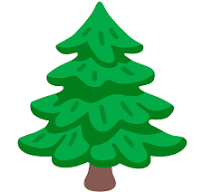 A green pine tree with a brown trunk.