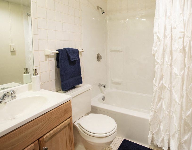 a bathroom with a sink toilet and a shower