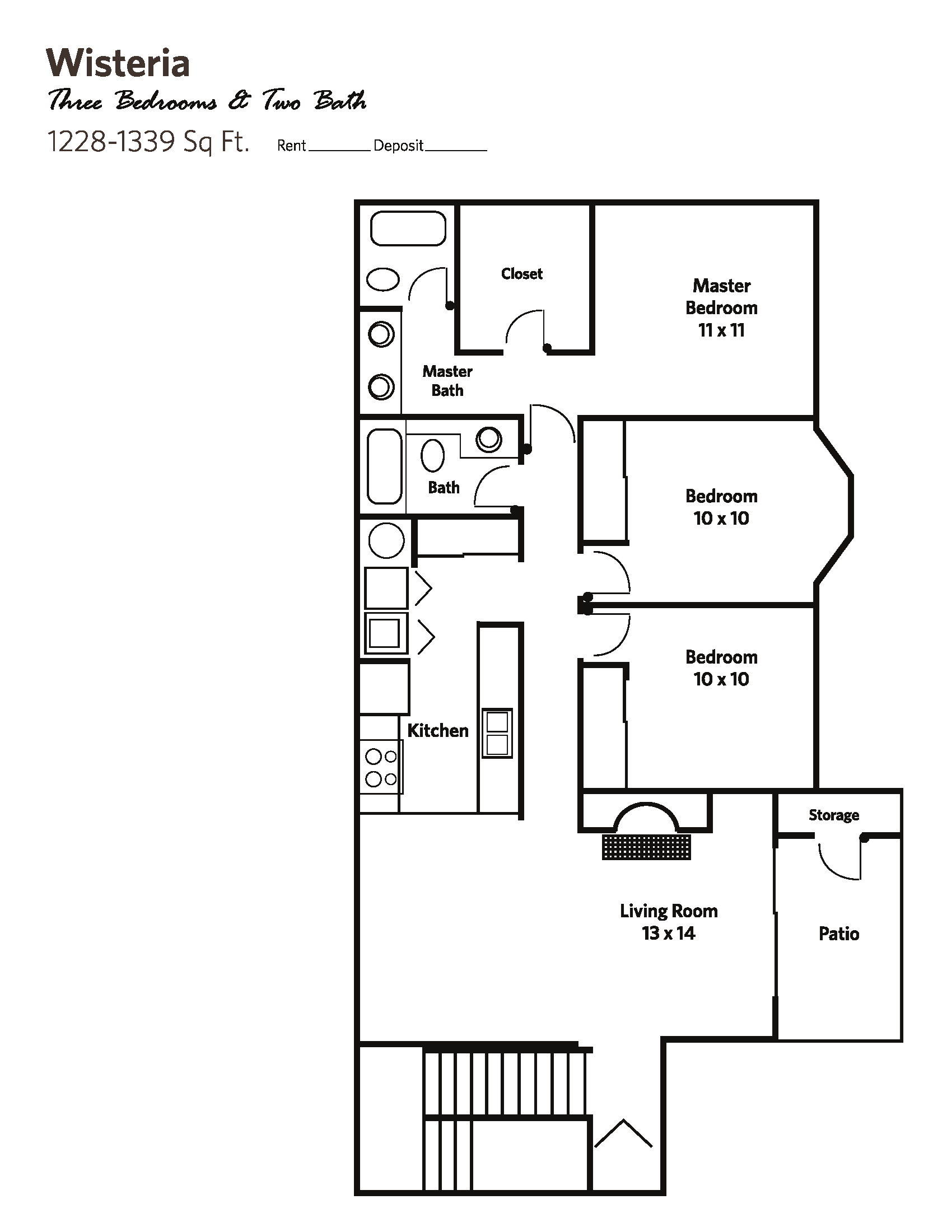 WISTERIA Large (3 bed + 2 bath) - Apartments Floor Plan 7