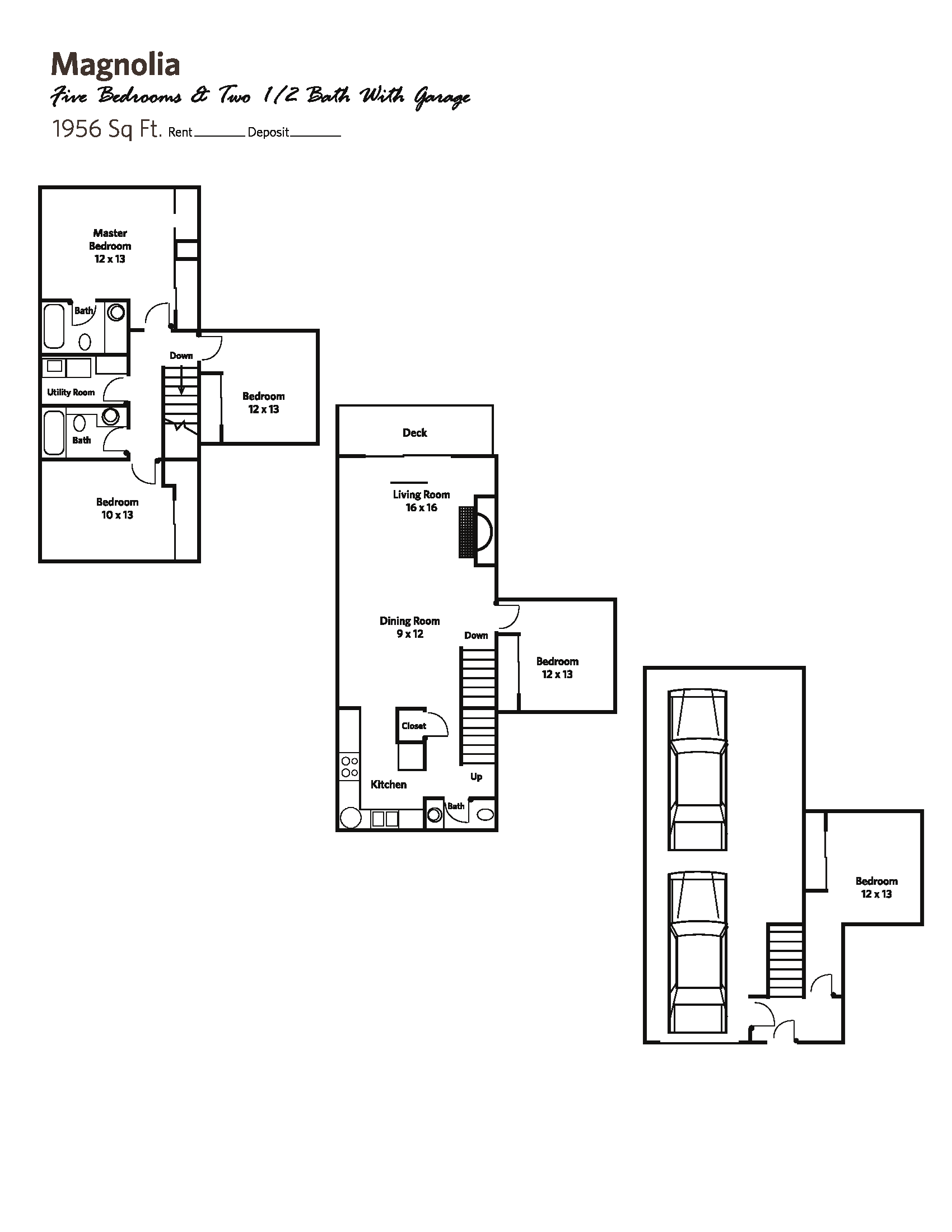 MAGNOLIA (5 bed + 2.5 bath) - Townhomes Floor Plan 9
