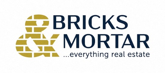 The image is a logo for Bricks & Mortar, a real estate company.