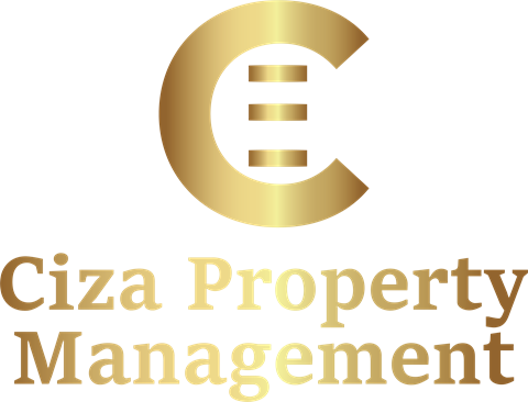 The image shows a logo with the letters "C" and "E" intertwined, and the text "Ciza Property Management" below it.