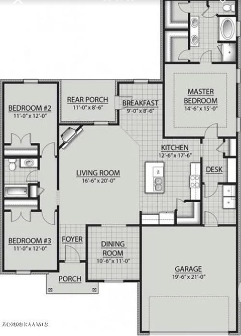 A floor plan of a house with labeled rooms and dimensions.