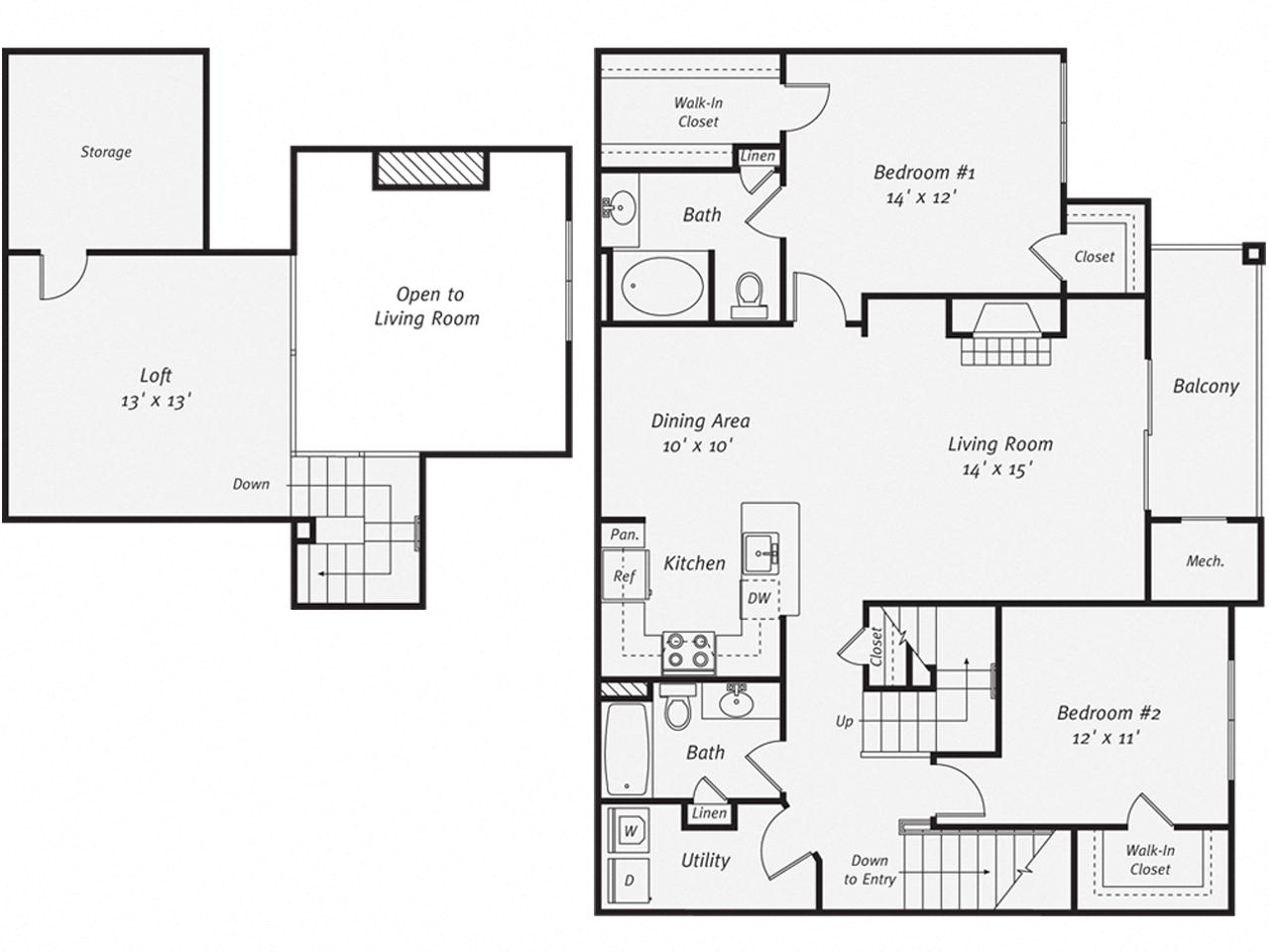 2 Bed/2 Bath-B2LG