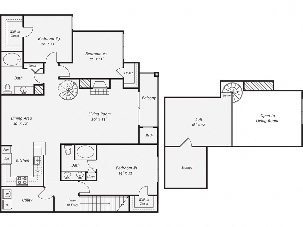 3 Bed/2 Bath Loft-C1L