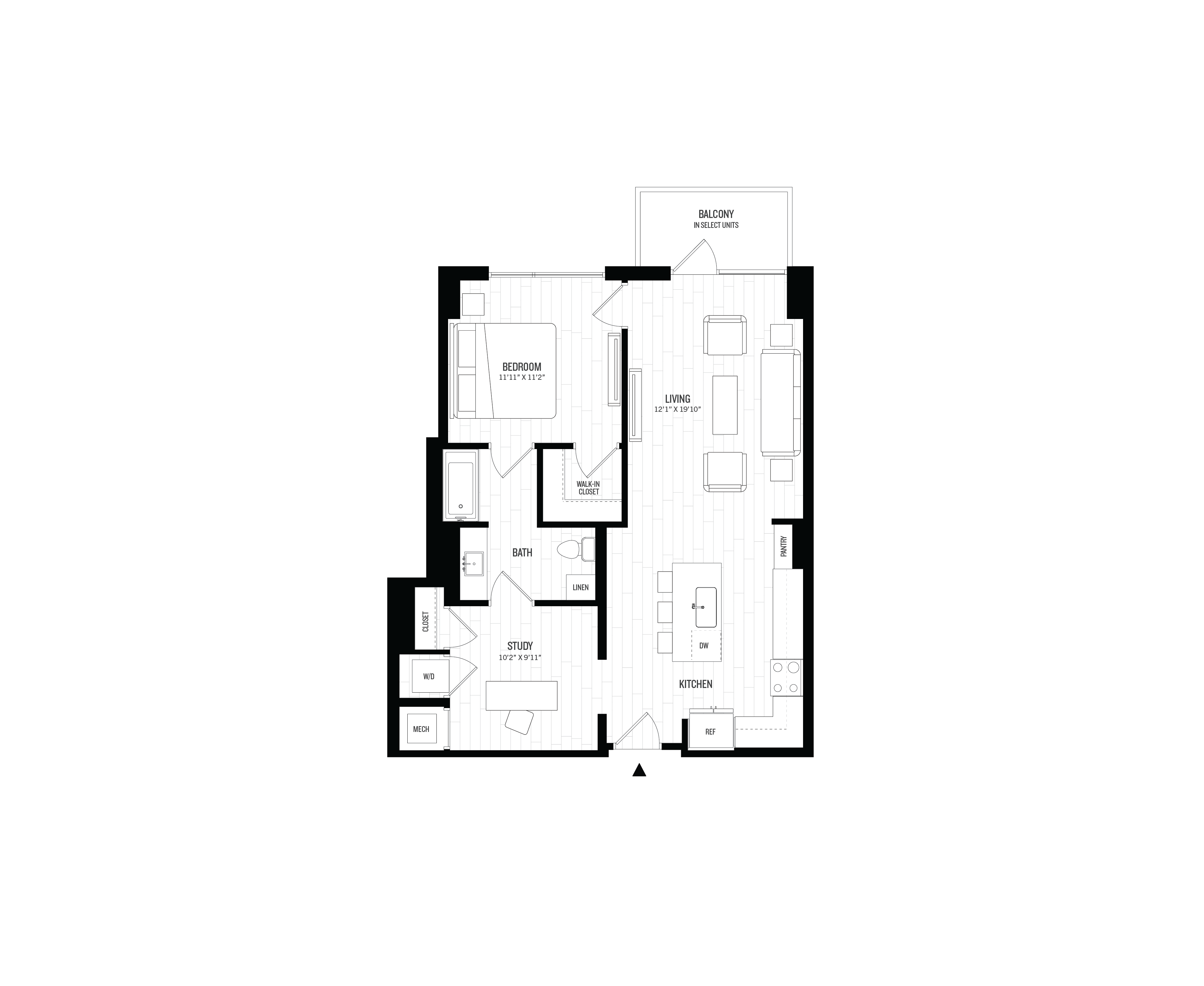 1 Bed/1 Bath Den-A1