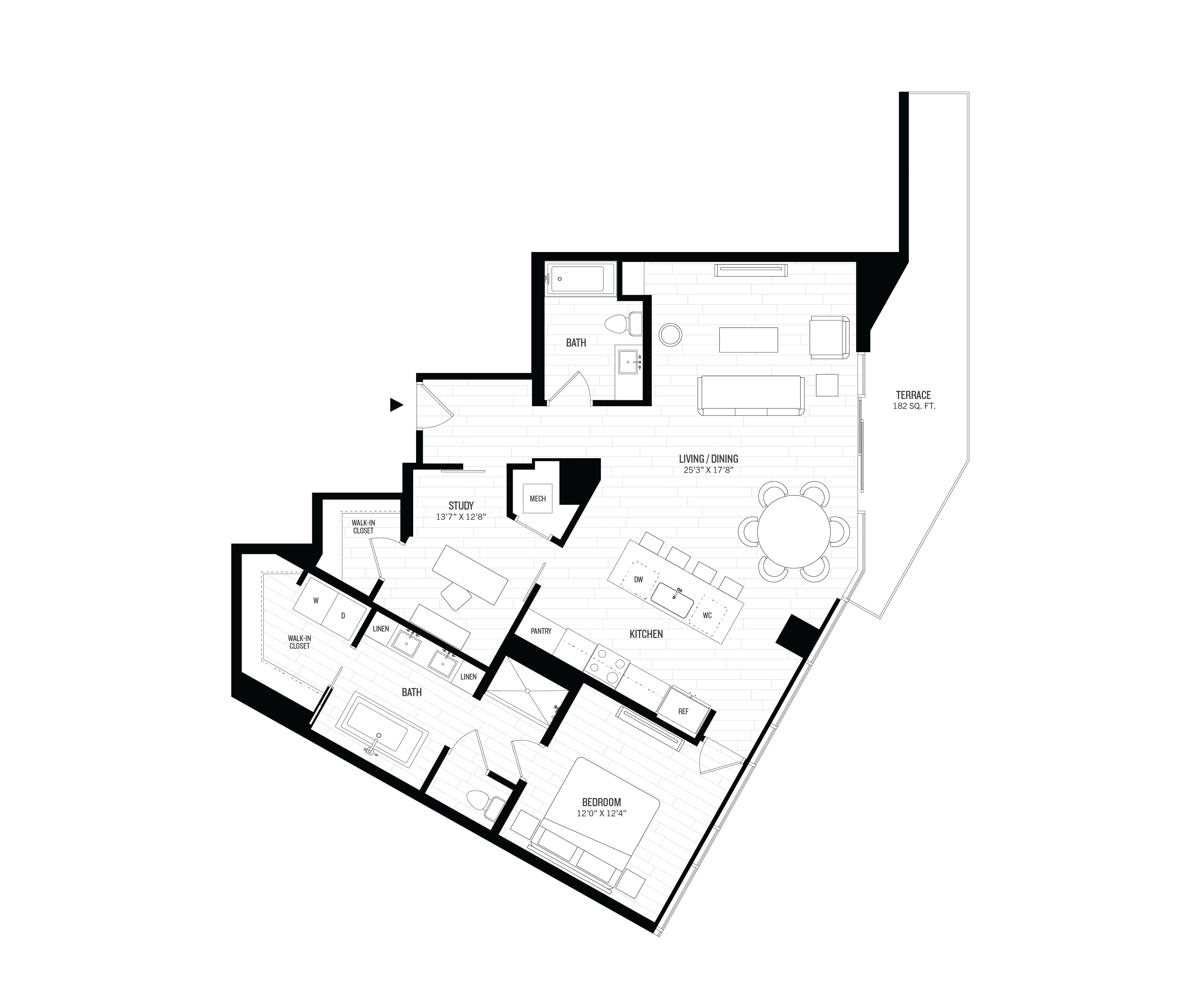 1 Bed/2 Bath Den-P1