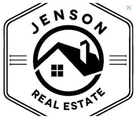 A black and white logo for Jenson Real Estate.