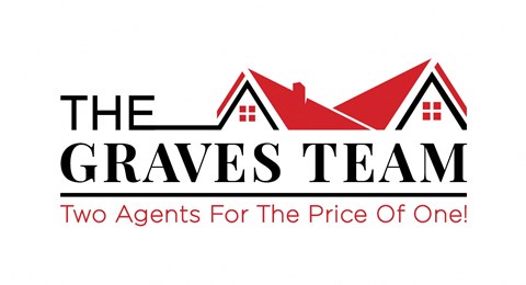 The logo for The Graves Team, which includes two houses and the tagline "Two Agents For The Price Of One!".