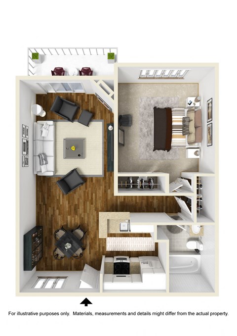 1BR 1BA - Plan A at Toluca Lofts, Toluca Lake