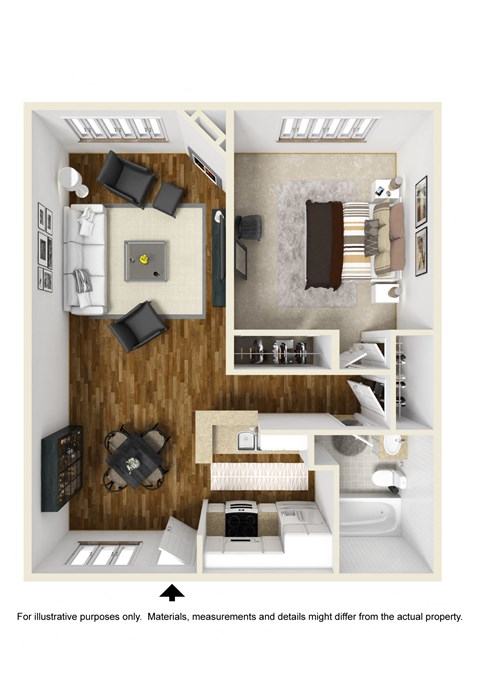 1BR 1BA - Plan B at Toluca Lofts, California