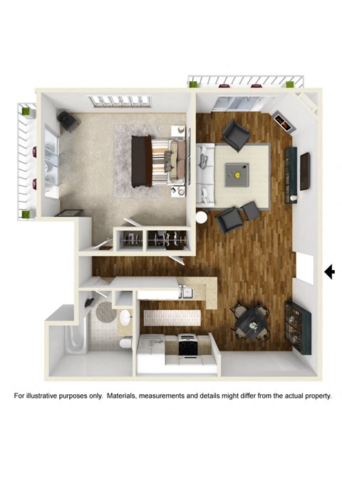 1BR 1BA - Plan E at Toluca Lofts, Toluca Lake, CA