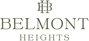 The image shows the text "BELMONT HEIGHTS" in large letters with a logo above the text.