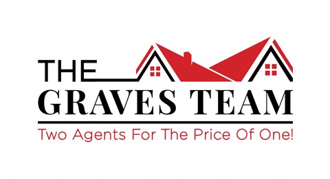The logo for The Graves Team, which includes two houses and the tagline "Two Agents For The Price Of One!".