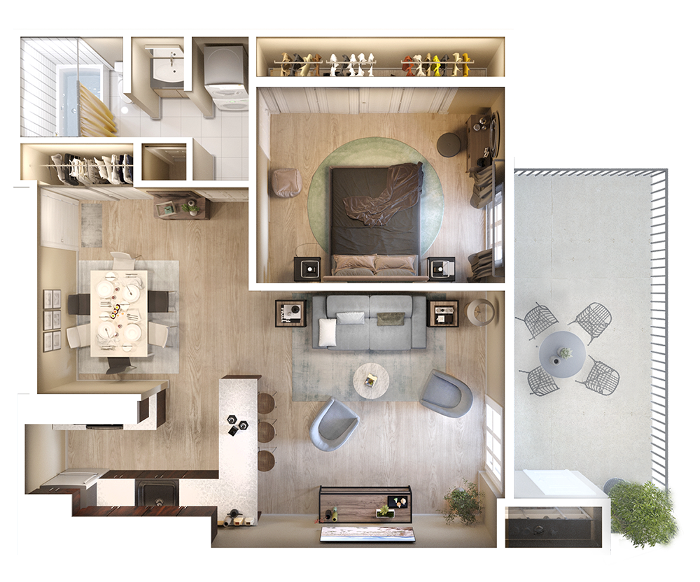 One bedroom floor plan