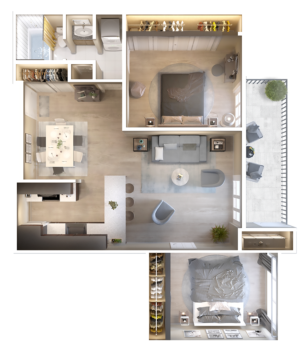 One bedroom floor plan