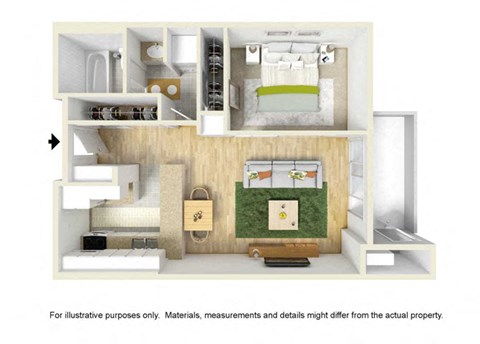 One bedroom floor plan 