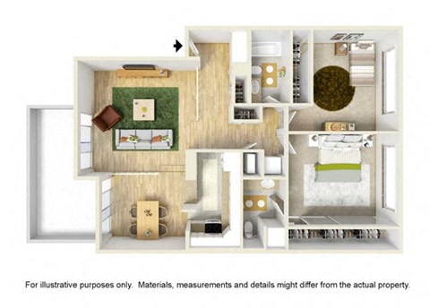 One bedroom floor plan 