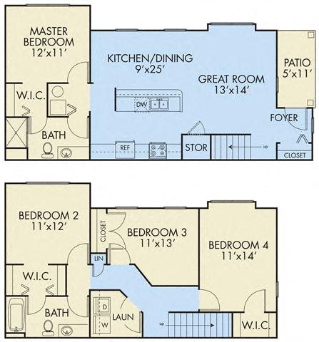 4 Bed 2 Bath Floor Plan 4