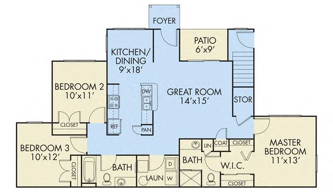 3 Bed 2 Bath Floor Plan 3