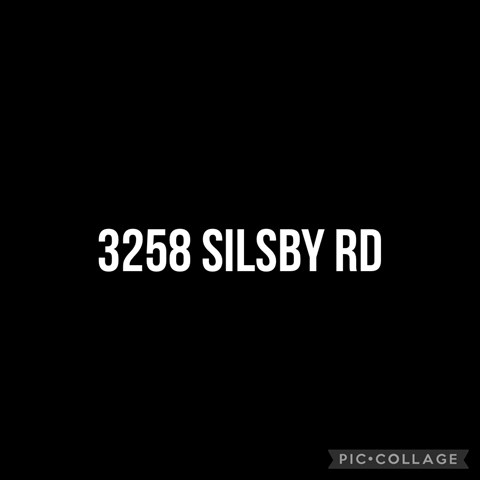 The image displays the text "3258 SILSBY RD" on a black background.