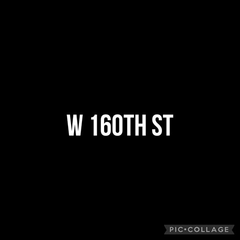 White text on a black background that reads "W 160TH ST".