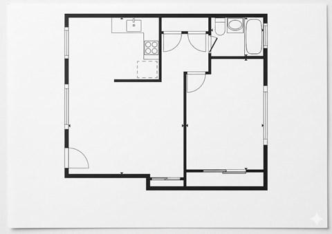 A black and white image of a floor plan for a house.
