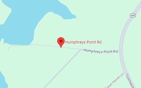 A map shows a red pin on Humphreys Point Rd.
