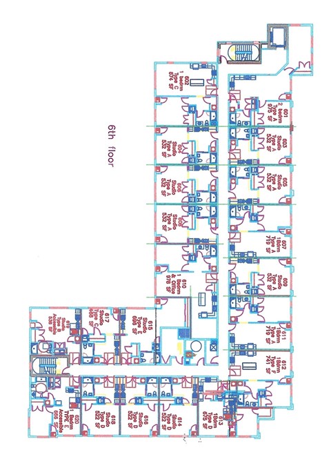 A blueprint of a building with a 6th floor.