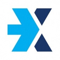 A blue arrow pointing to the right with a dark blue triangle behind it.
