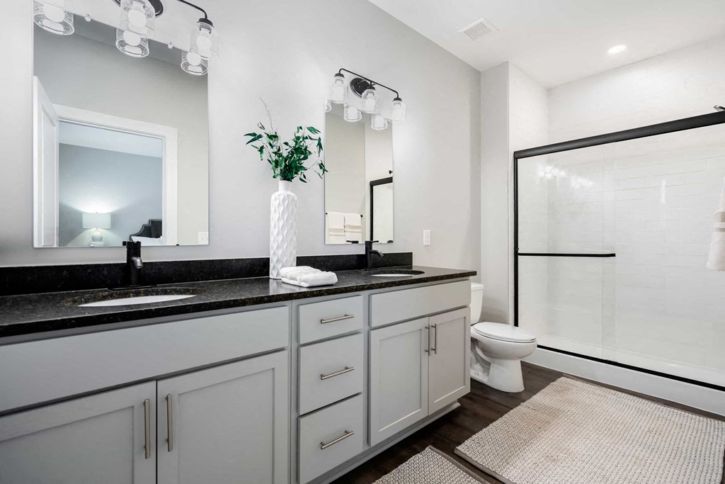 A bathroom with a sink, mirror, and toilet.