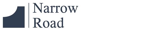 A logo with a road and the words "Narrow Road" beside it.
